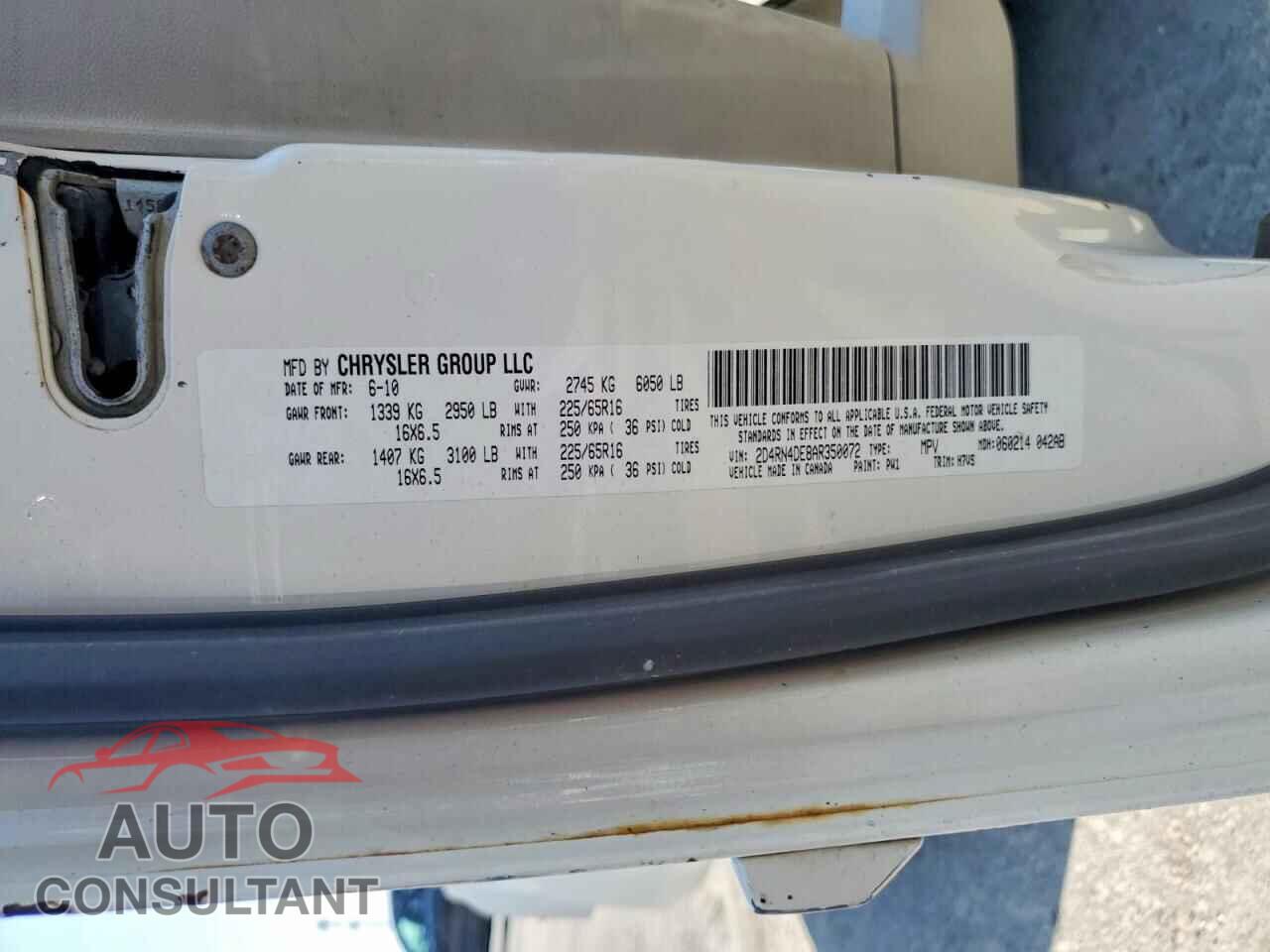 DODGE CARAVAN 2010 - 2D4RN4DE8AR350072