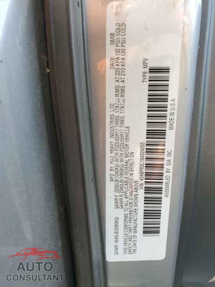 SUBARU OUTBACK 2009 - 4S4BP63C194324055