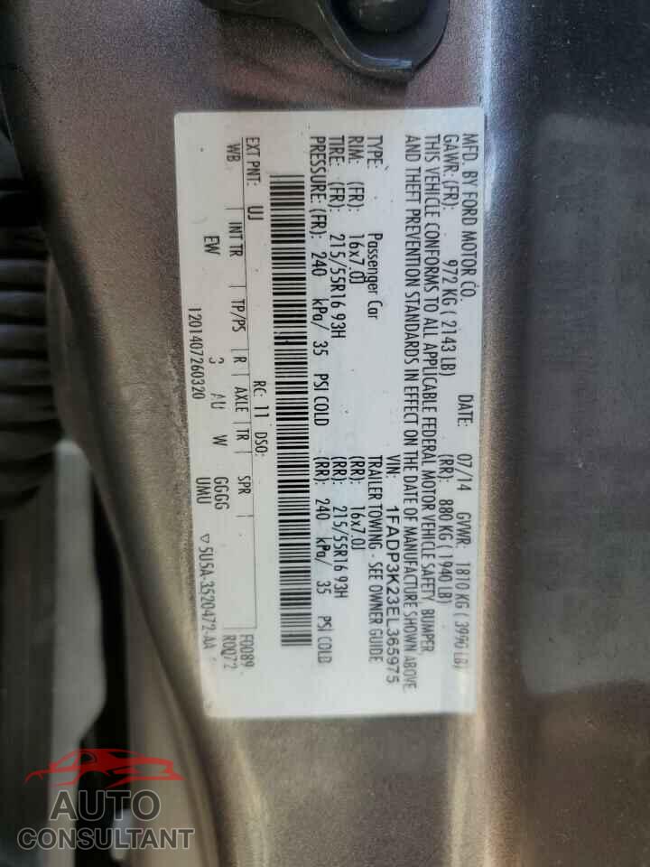 FORD FOCUS 2014 - 1FADP3K23EL365975