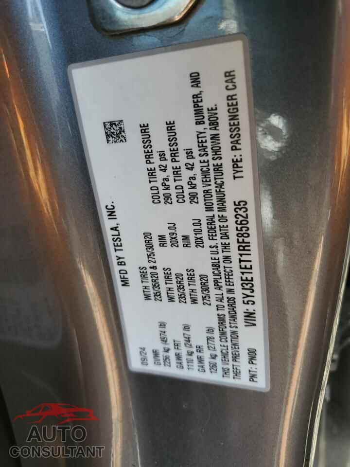 TESLA MODEL 3 2024 - 5YJ3E1ET1RF856235