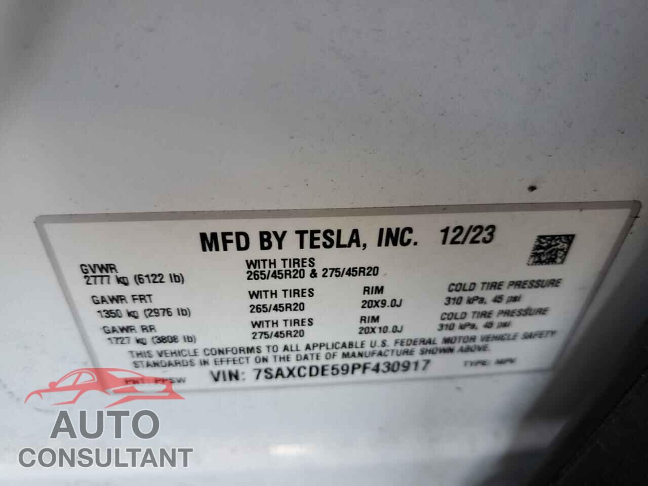 TESLA MODEL X 2023 - 7SAXCDE59PF430917