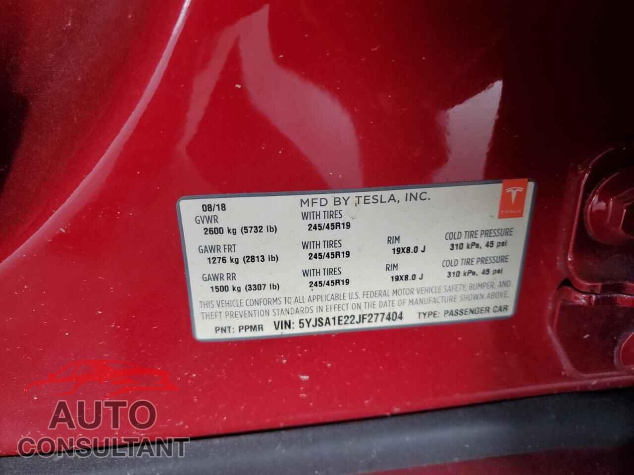 TESLA MODEL S 2018 - 5YJSA1E22JF277404