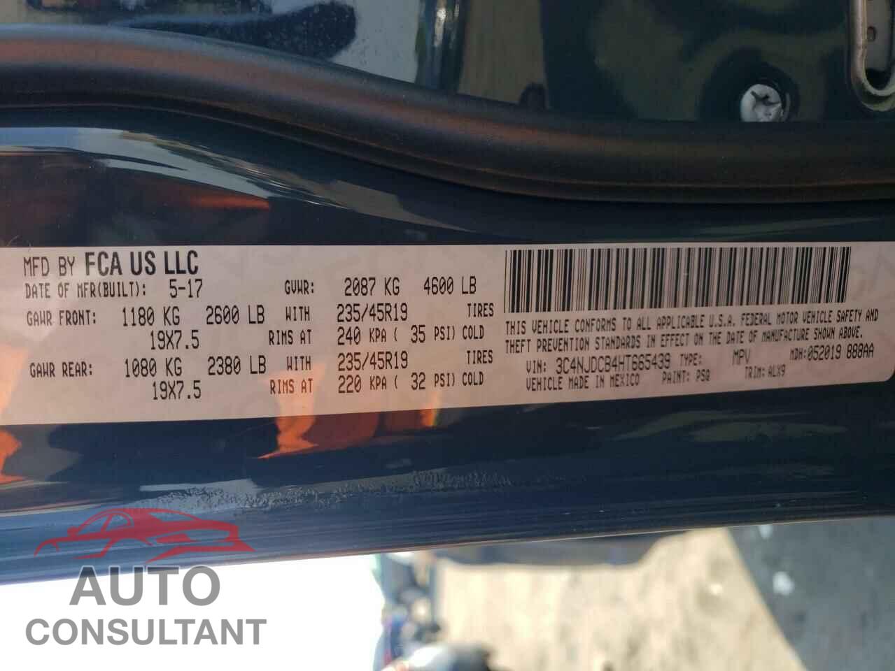 JEEP COMPASS 2017 - 3C4NJDCB4HT665439