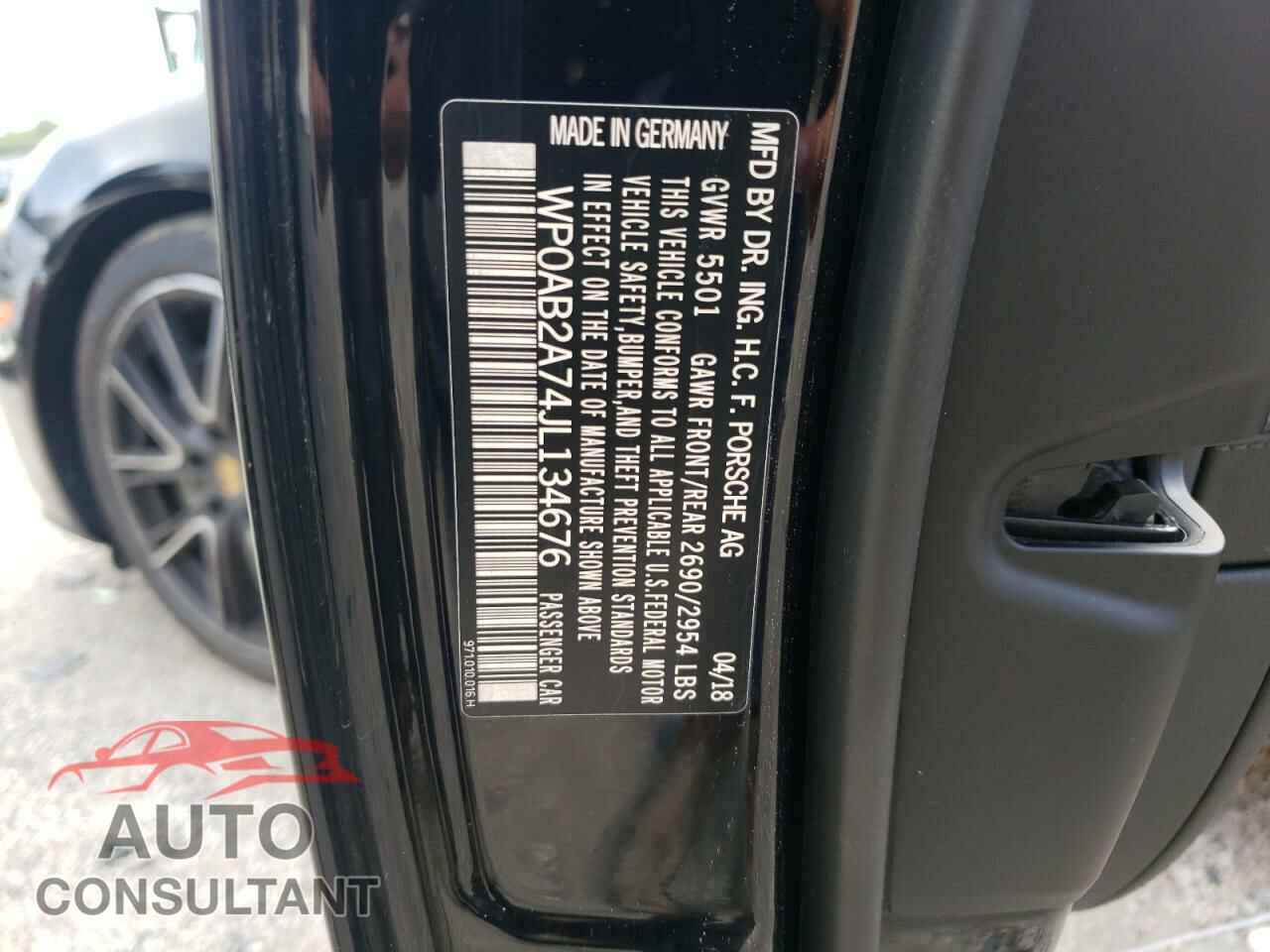 PORSCHE PANAMERA 2018 - WP0AB2A74JL134676