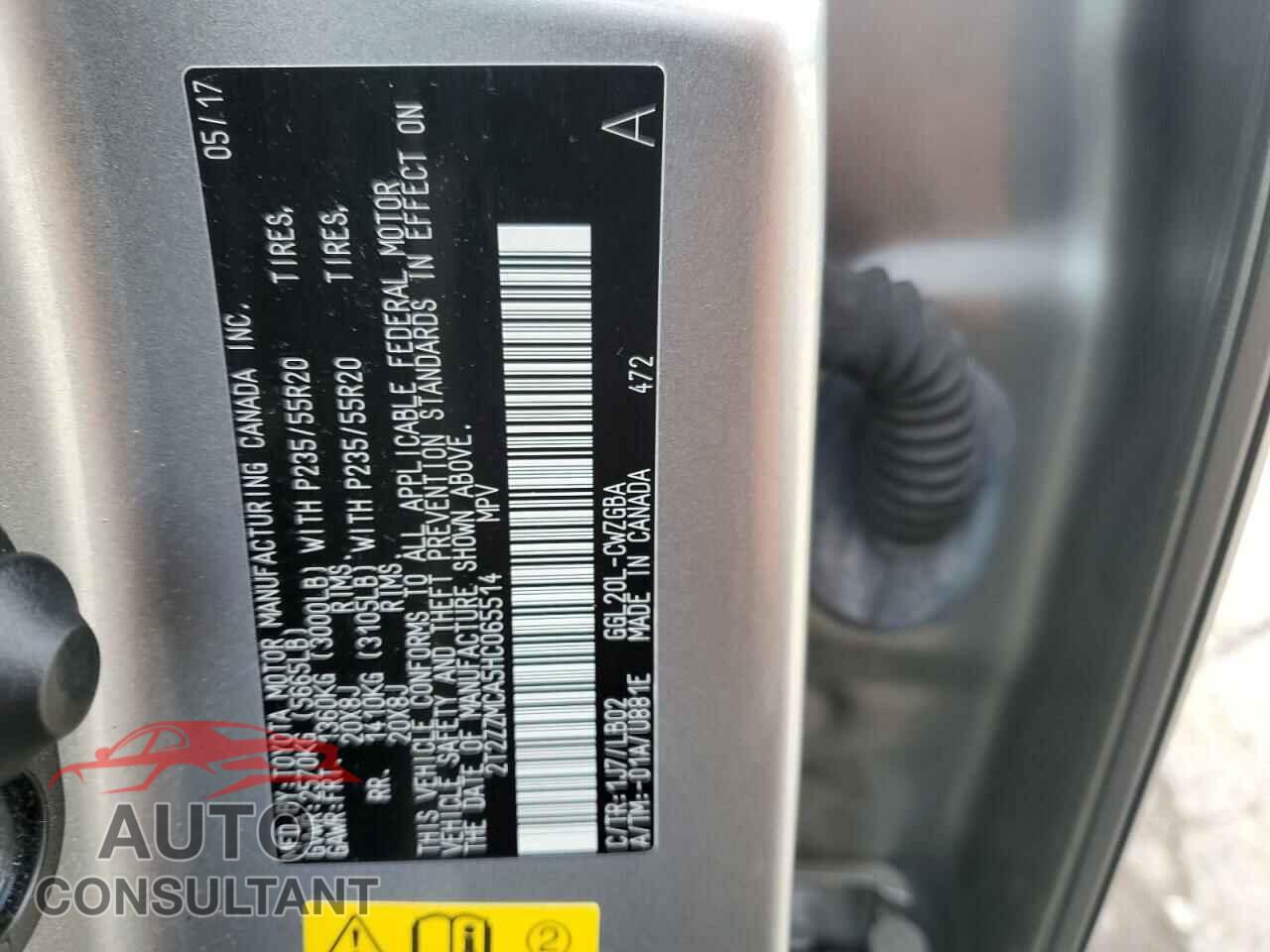 LEXUS RX350 2017 - 2T2ZZMCA5HC065514