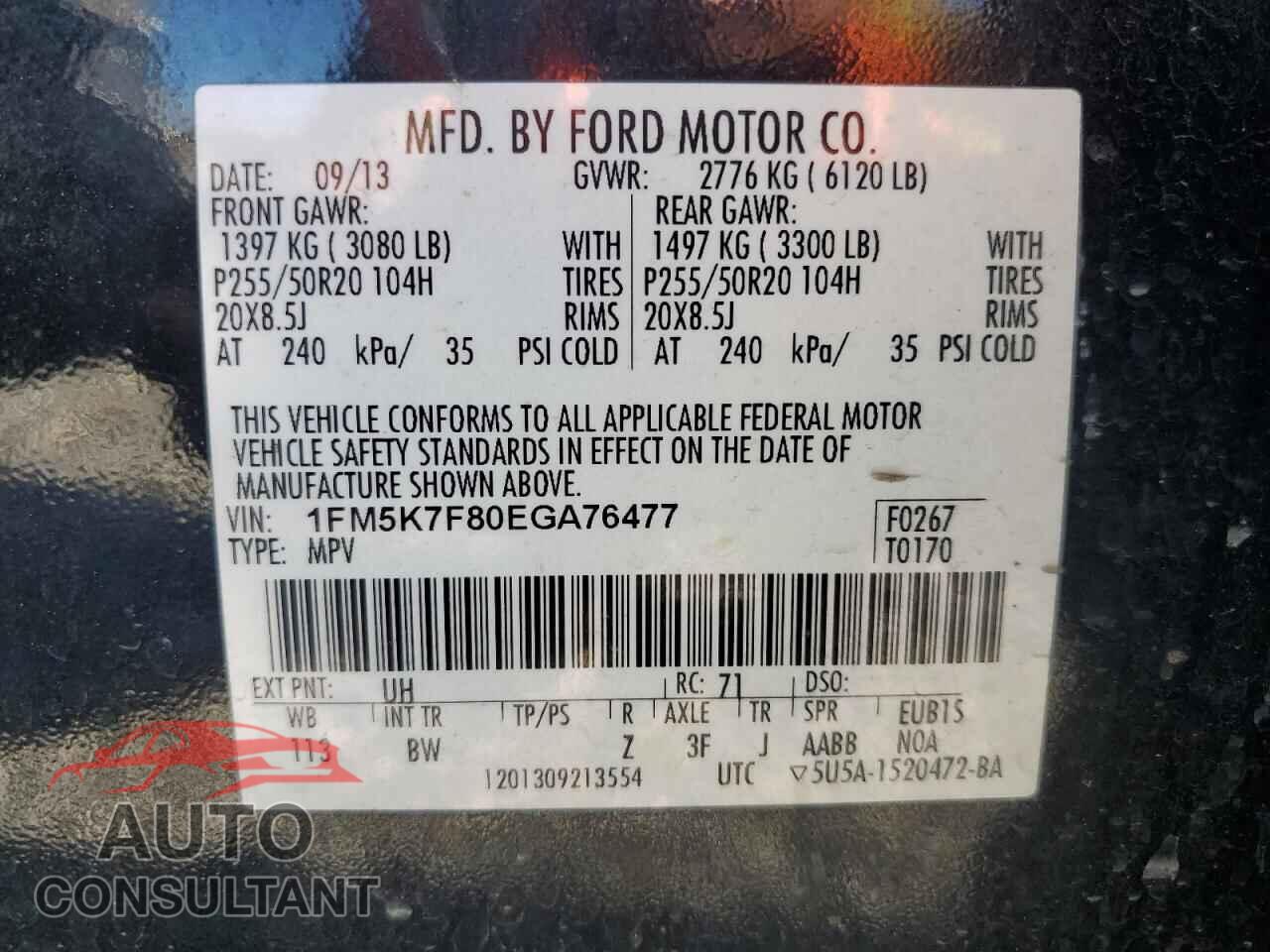 FORD EXPLORER 2014 - 1FM5K7F80EGA76477