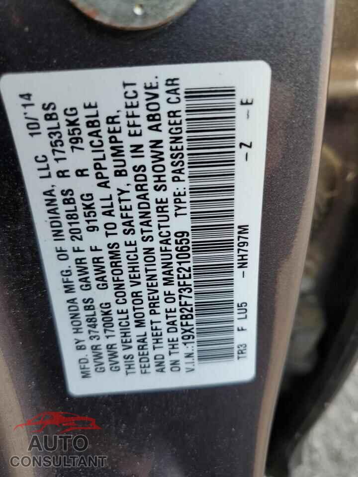 HONDA CIVIC 2015 - 19XFB2F73FE210659