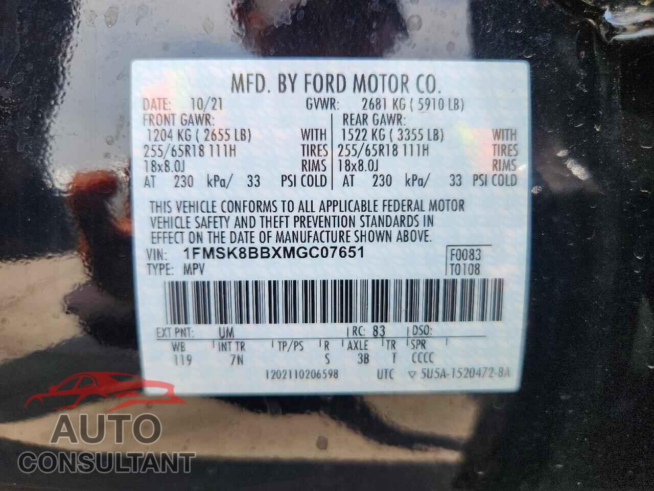 FORD EXPLORER 2021 - 1FMSK8BBXMGC07651