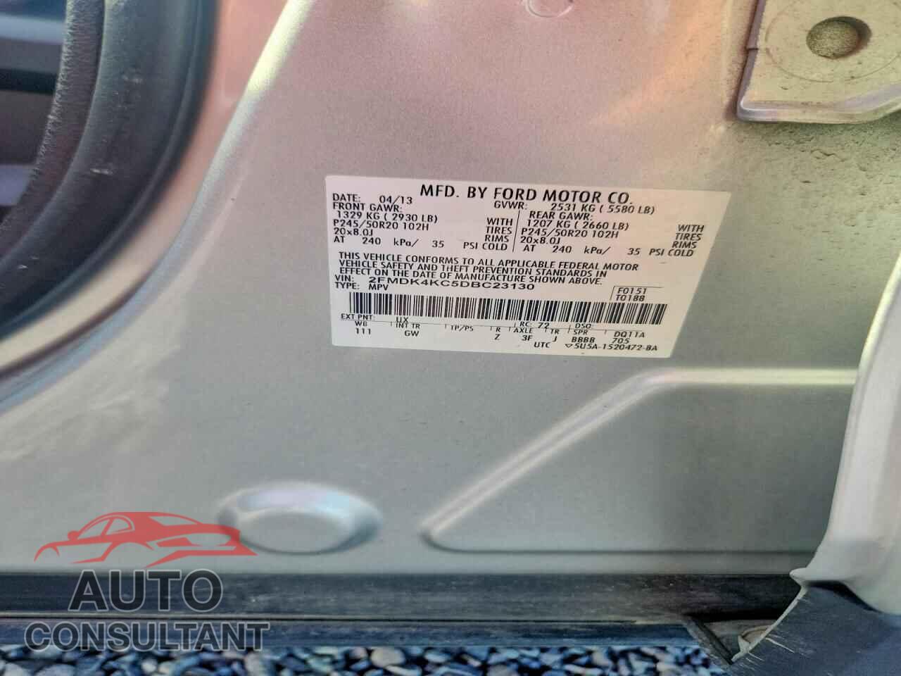FORD EDGE 2013 - 2FMDK4KC5DBC23130