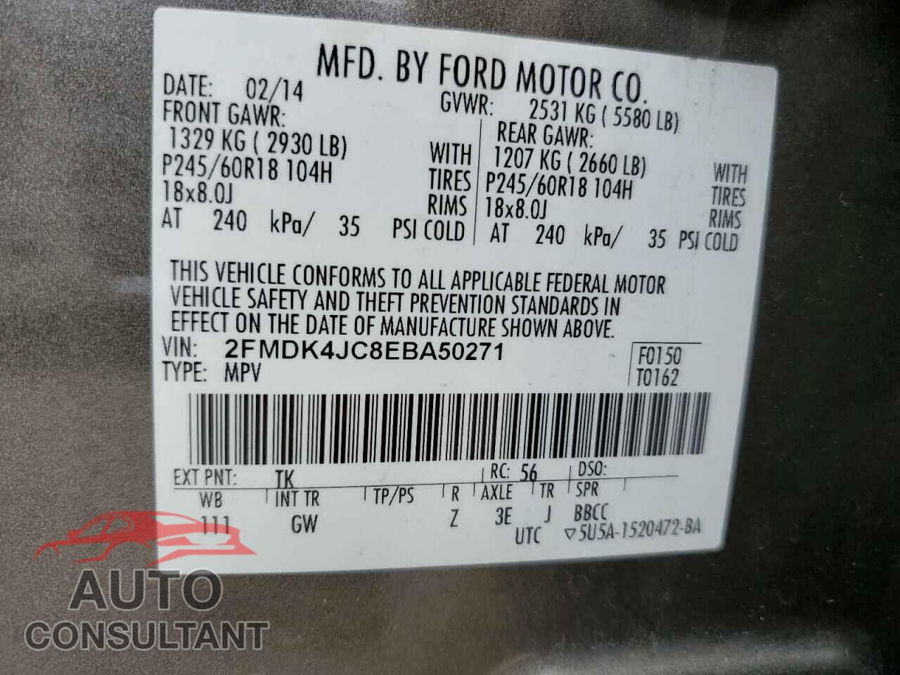 FORD EDGE 2014 - 2FMDK4JC8EBA50271