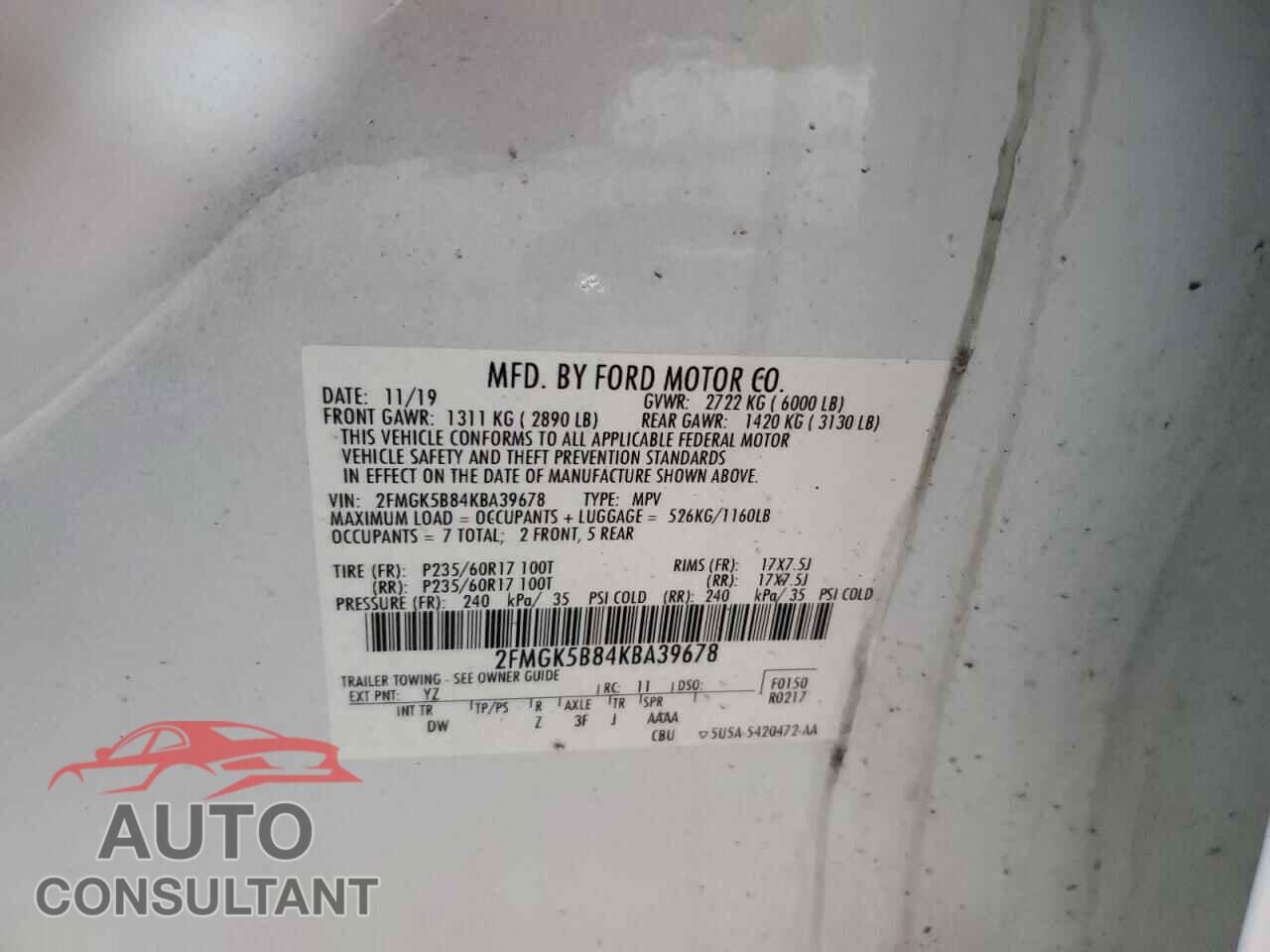 FORD FLEX 2019 - 2FMGK5B84KBA39678