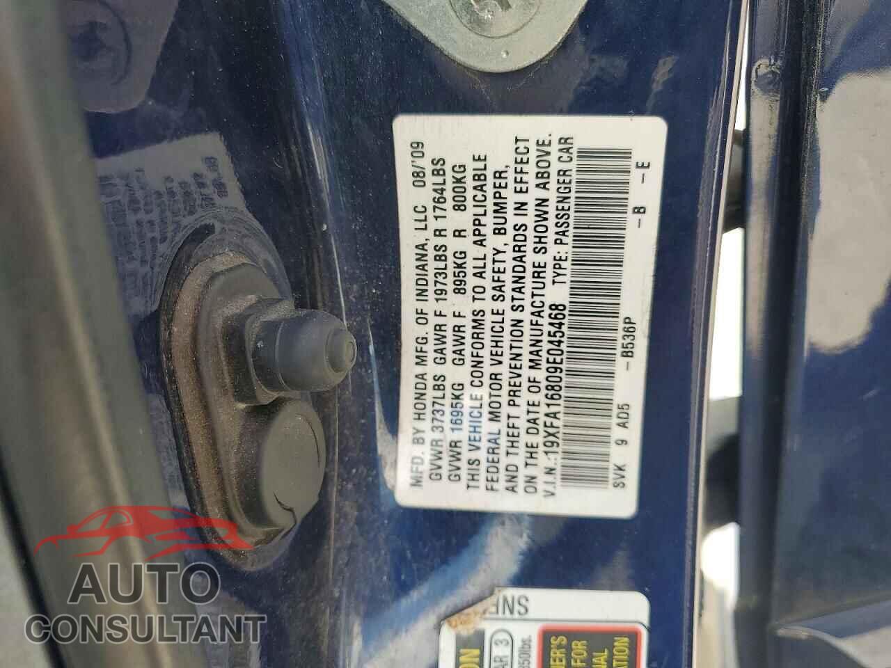 HONDA CIVIC 2009 - 19XFA16809E045468