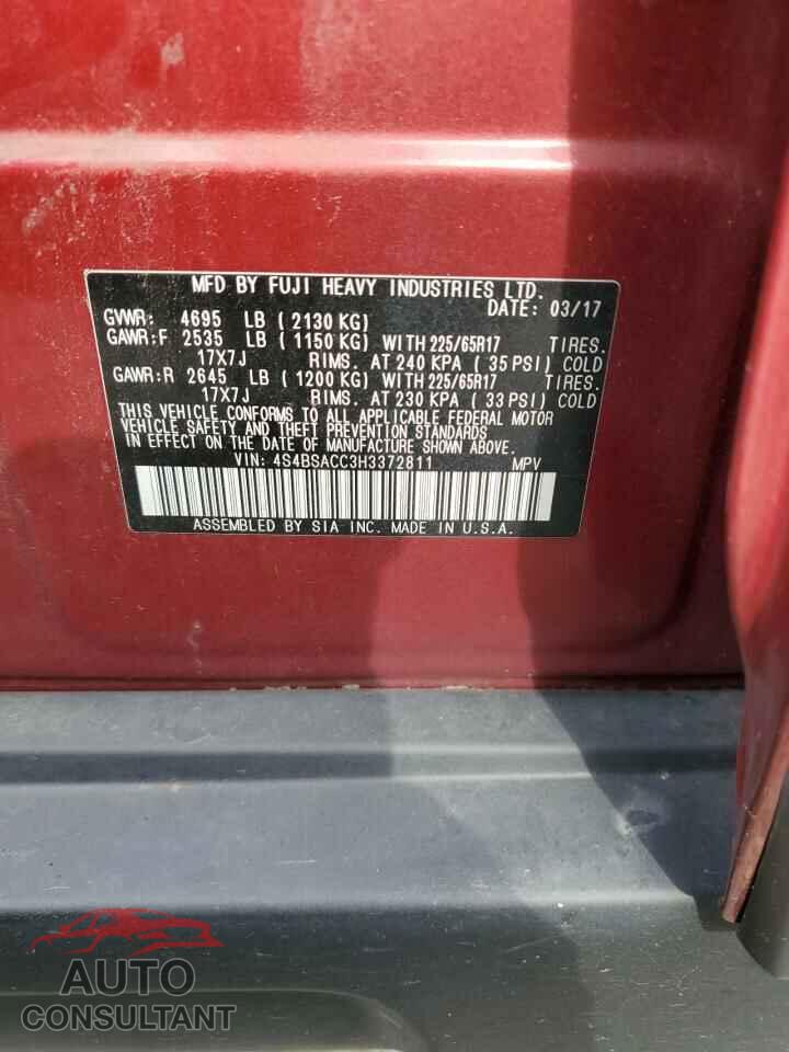 SUBARU OUTBACK 2017 - 4S4BSACC3H3372811