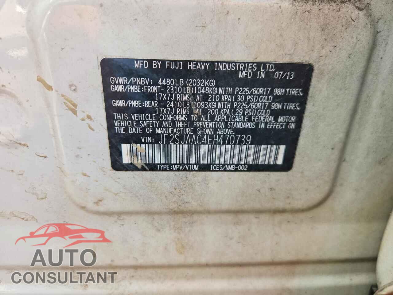 SUBARU FORESTER 2014 - JF2SJAAC4EH470739