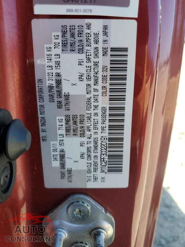 MAZDA MX5 2012 - JM1NC2PF3C0220191