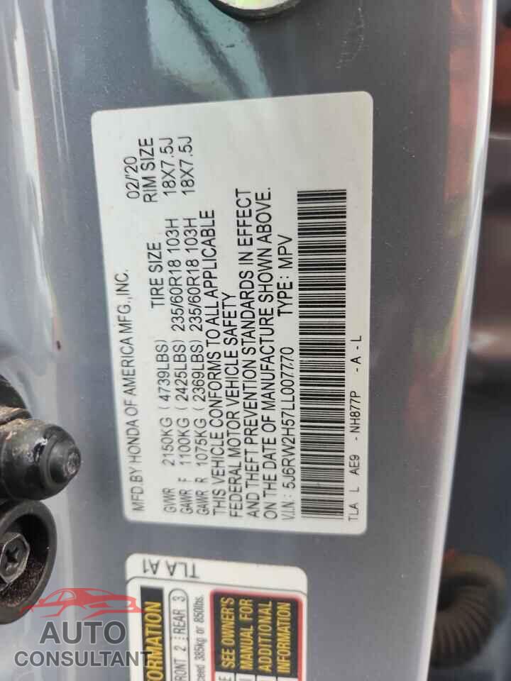 HONDA CRV 2020 - 5J6RW2H57LL007770