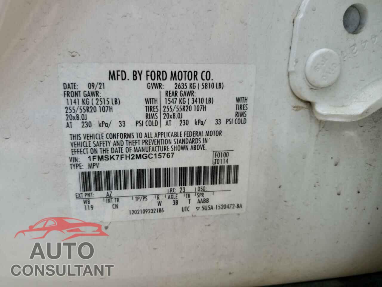 FORD EXPLORER 2021 - 1FMSK7FH2MGC15767