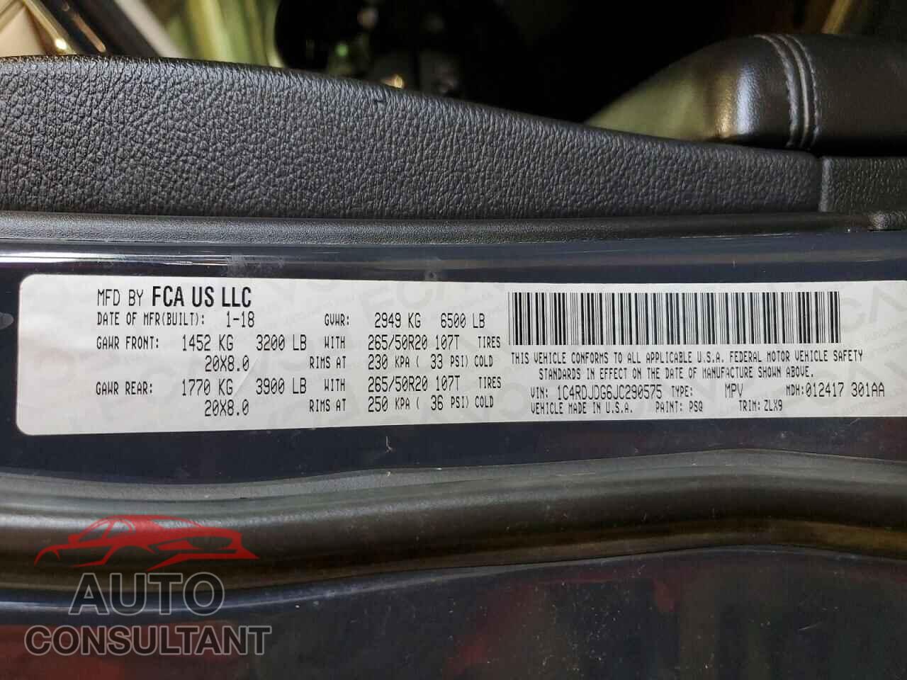 DODGE DURANGO 2018 - 1C4RDJDG6JC290575