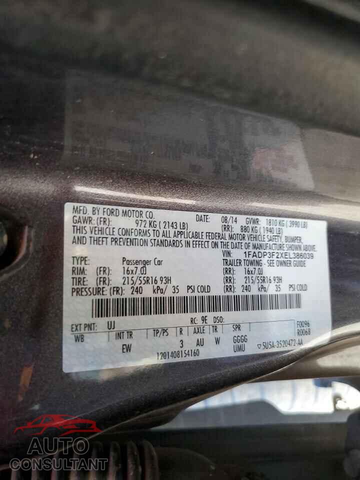 FORD FOCUS 2014 - 1FADP3F2XEL386039