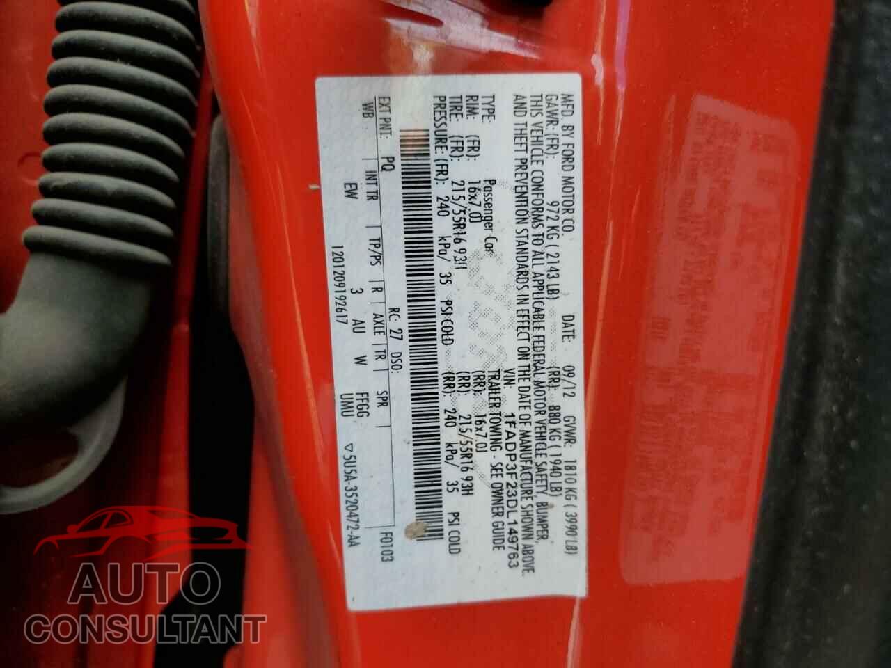 FORD FOCUS 2013 - 1FADP3F23DL149763