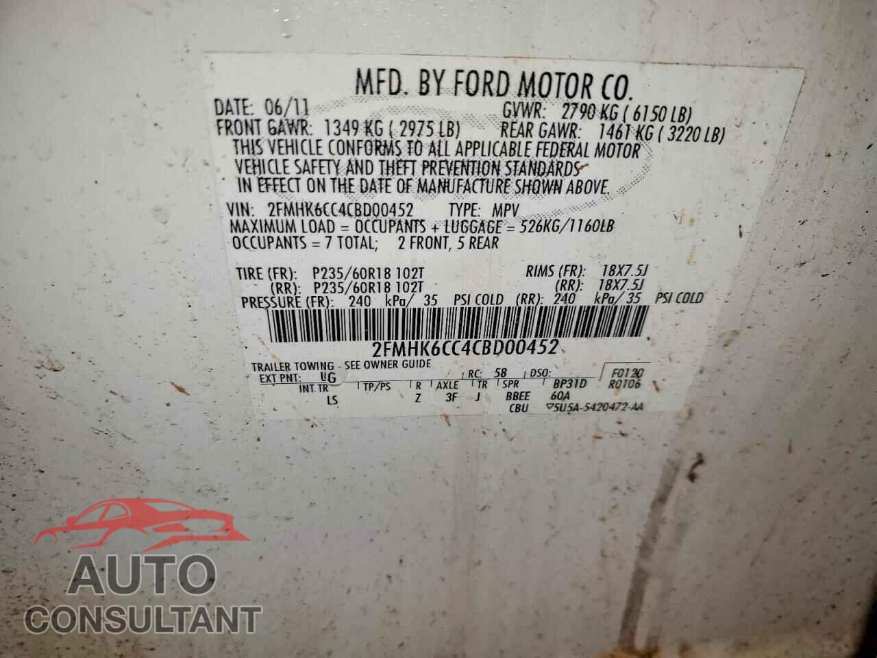 FORD FLEX 2012 - 2FMHK6CC4CBD00452