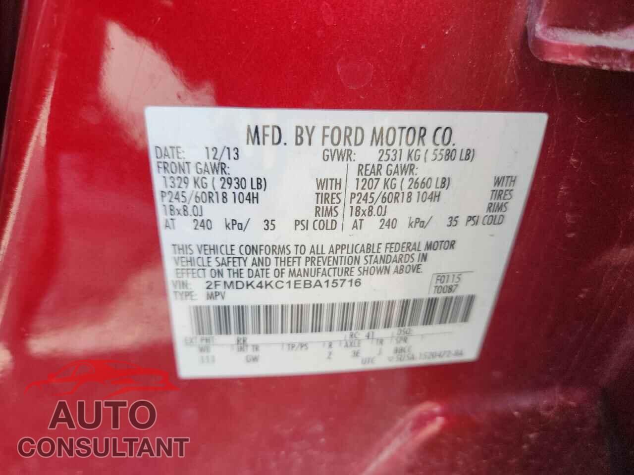 FORD EDGE 2014 - 2FMDK4KC1EBA15716