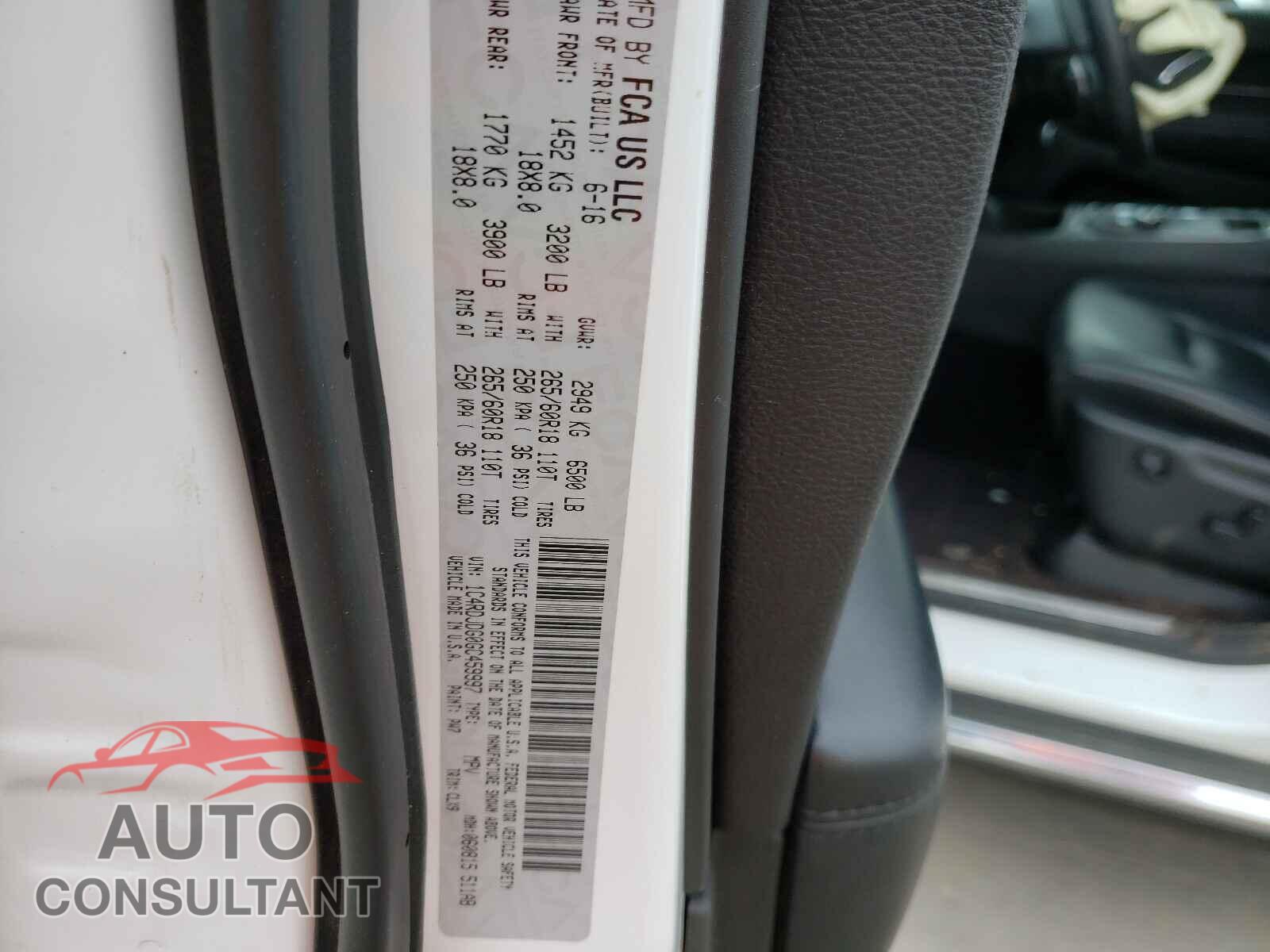 DODGE DURANGO 2016 - 1C4RDJDG0GC459997