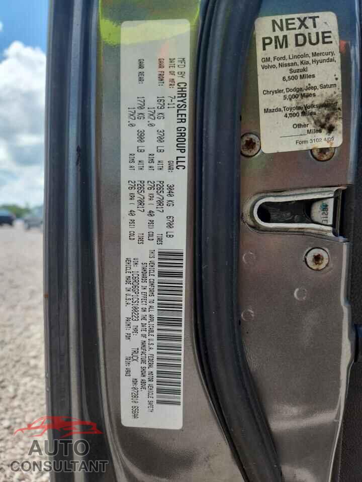 DODGE RAM 1500 2012 - 1C6RD6GP1CS100223