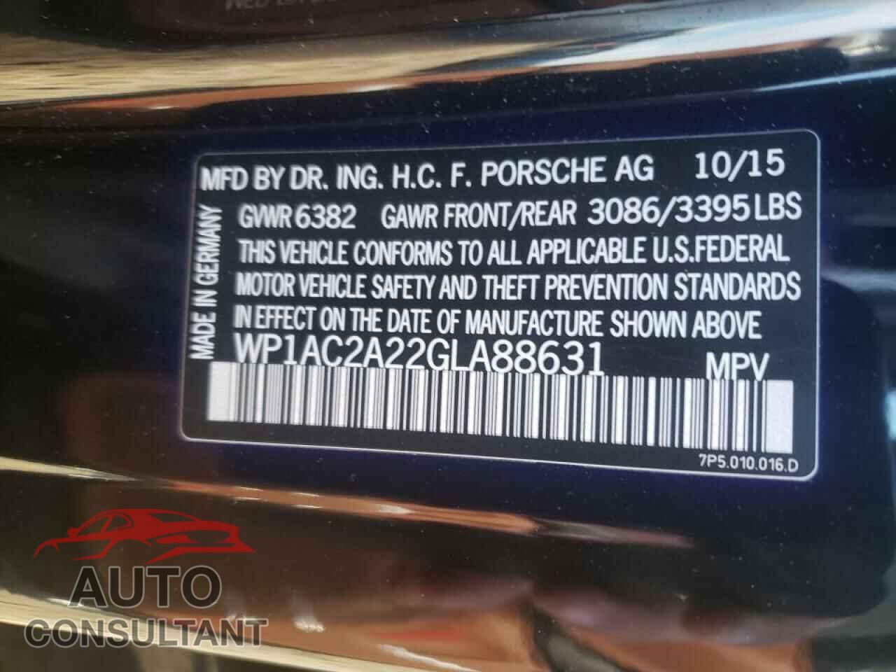 PORSCHE CAYENNE 2016 - WP1AC2A22GLA88631