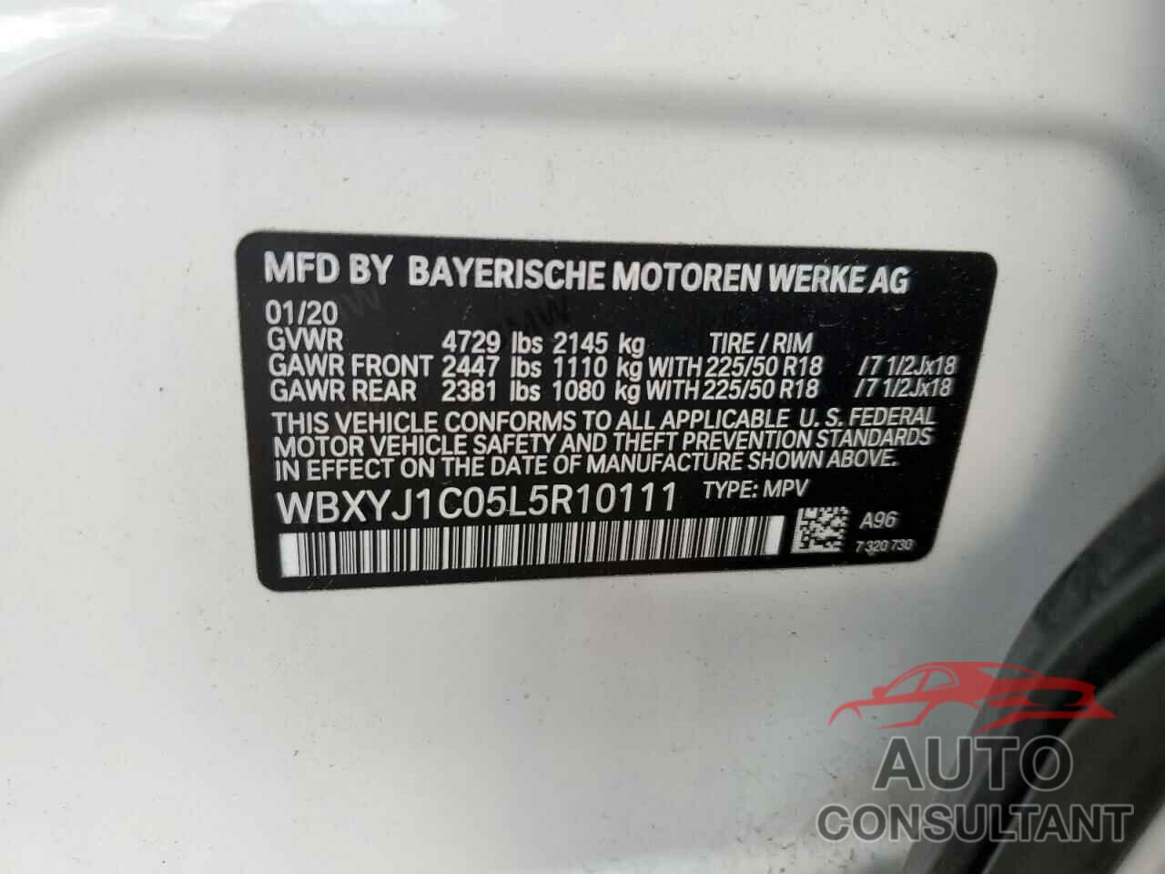 BMW X2 2020 - WBXYJ1C05L5R10111