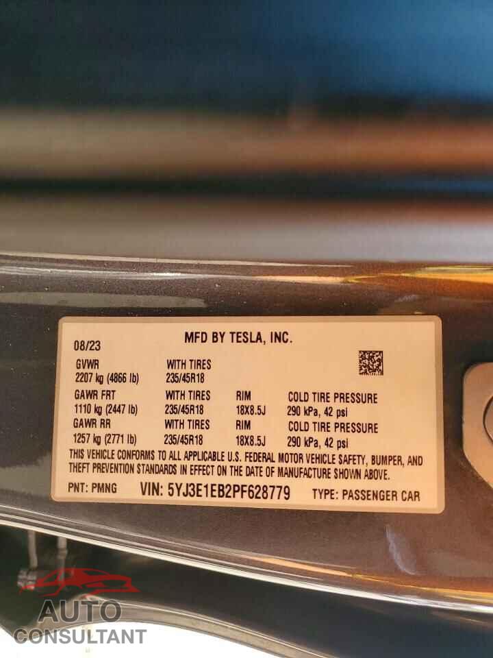 TESLA MODEL 3 2023 - 5YJ3E1EB2PF628779