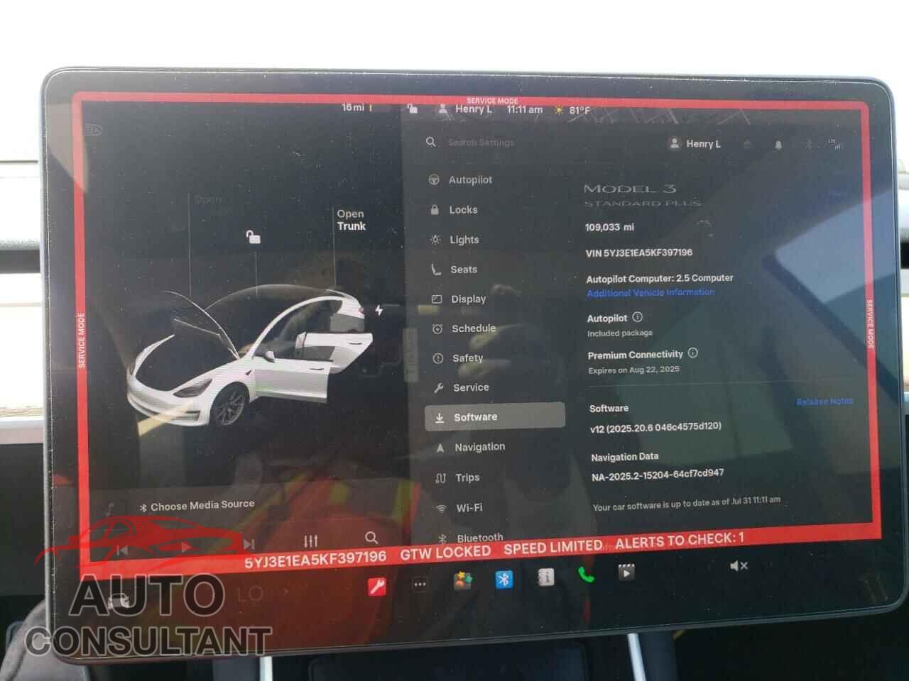 TESLA MODEL 3 2019 - 5YJ3E1EA5KF397196