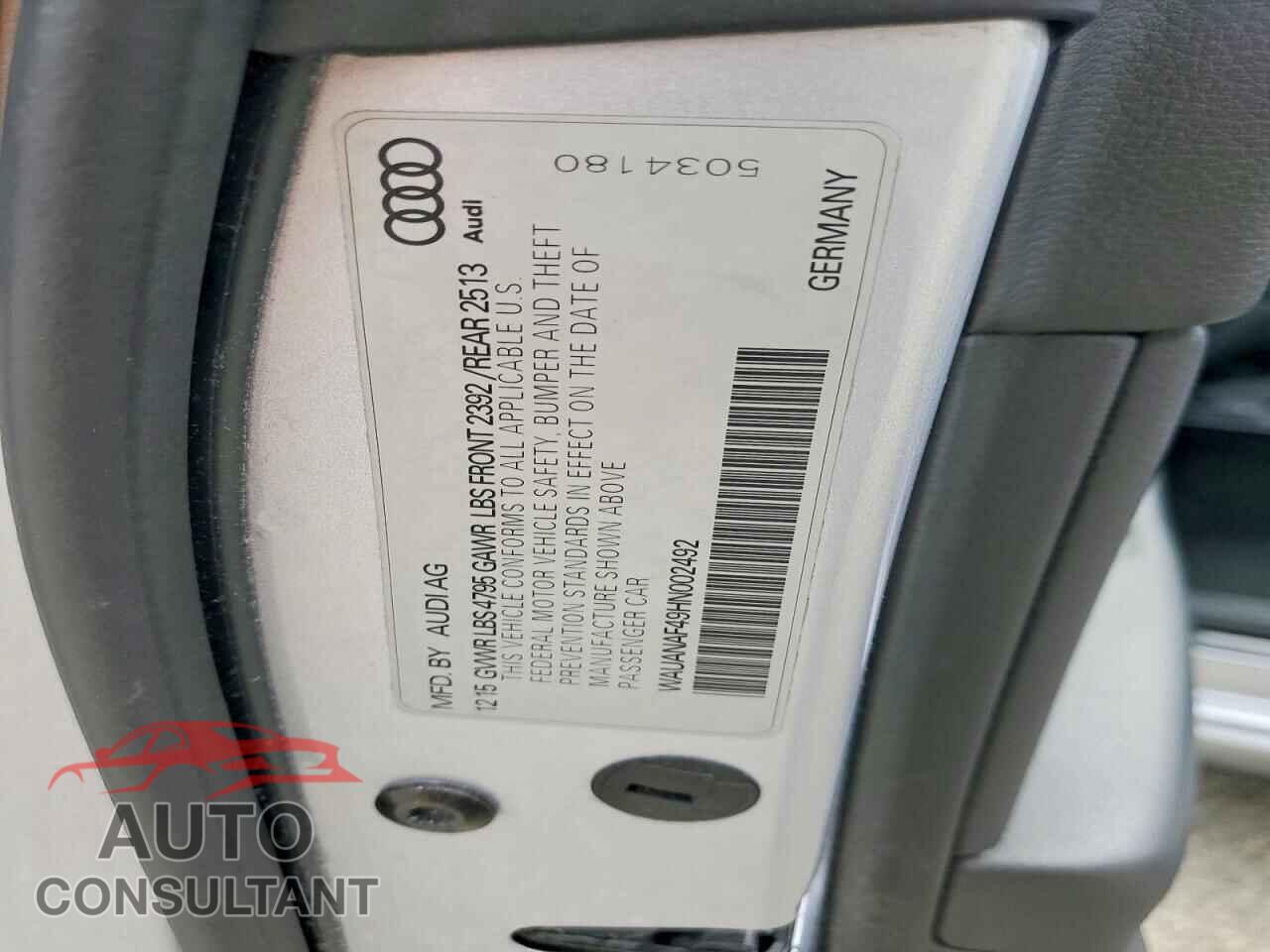 AUDI A4 2017 - WAUANAF49HN002492
