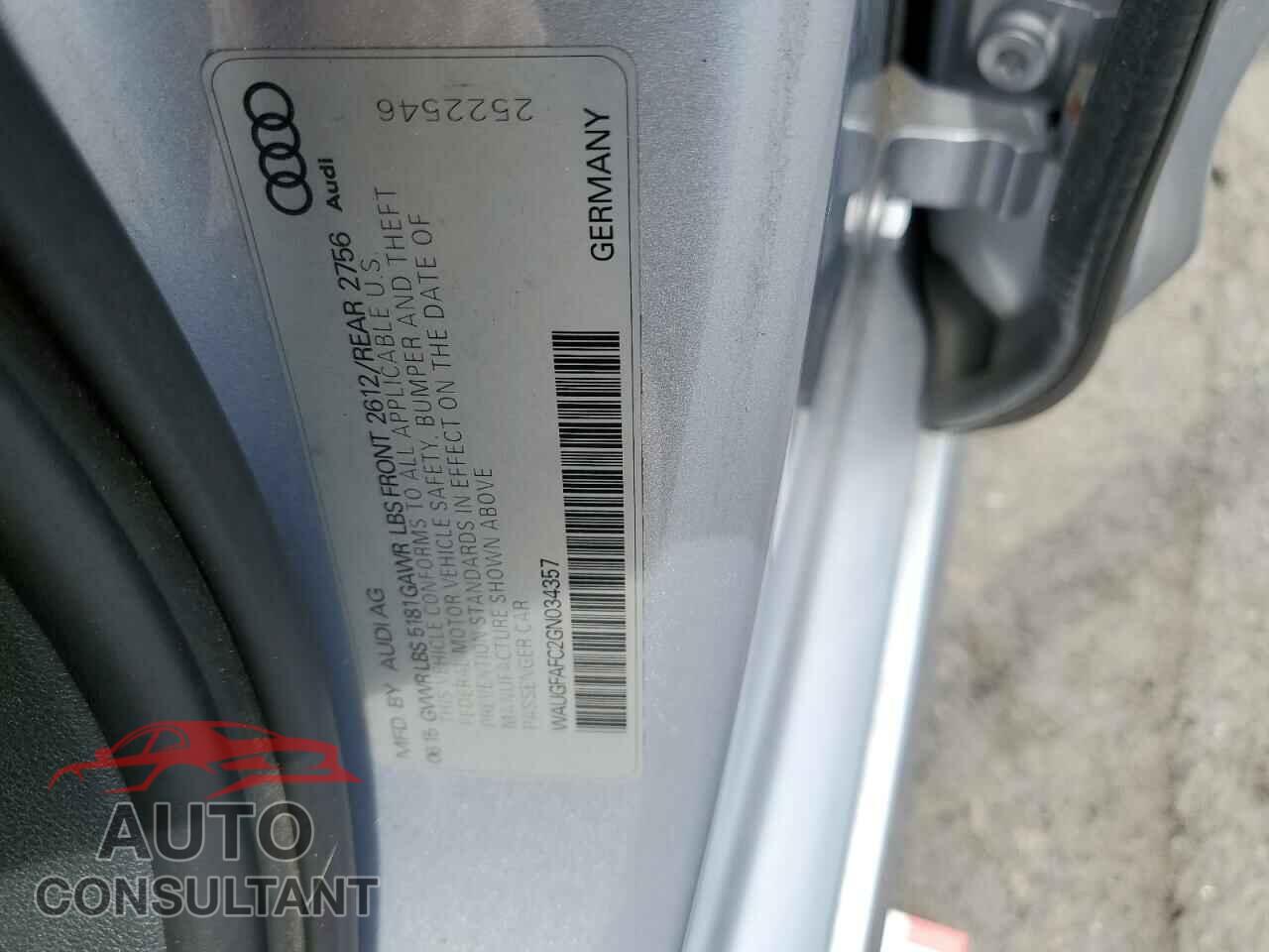 AUDI A6 2016 - WAUGFAFC2GN034357