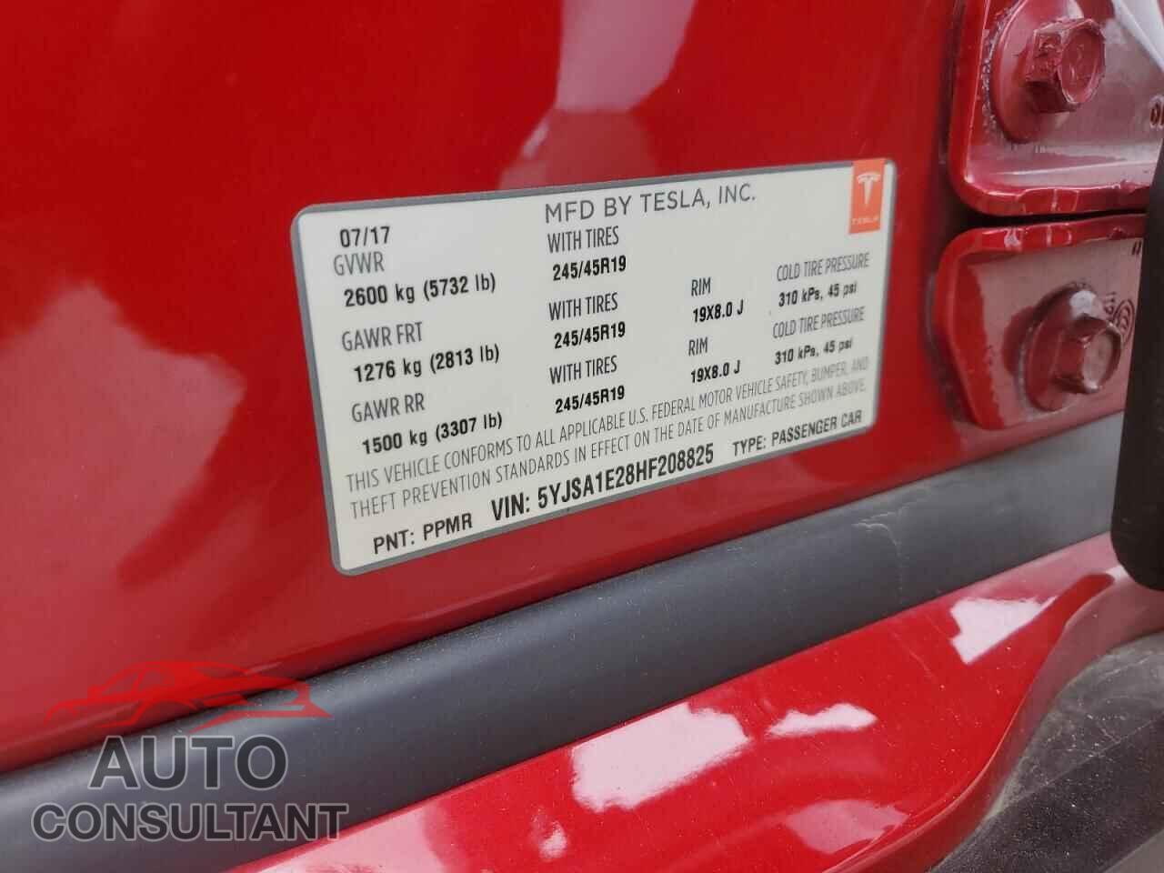 TESLA MODEL S 2017 - 5YJSA1E28HF208825