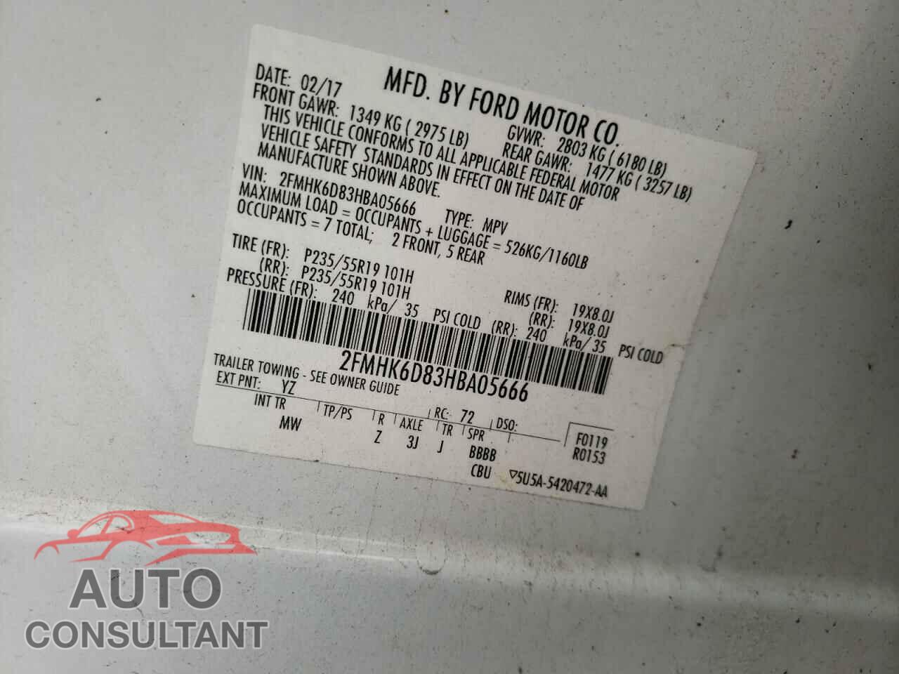 FORD FLEX 2017 - 2FMHK6D83HBA05666