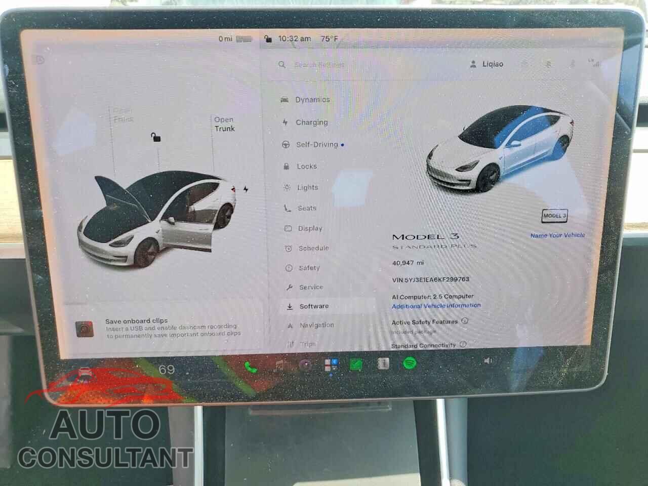 TESLA MODEL 3 2019 - 5YJ3E1EA6KF299763