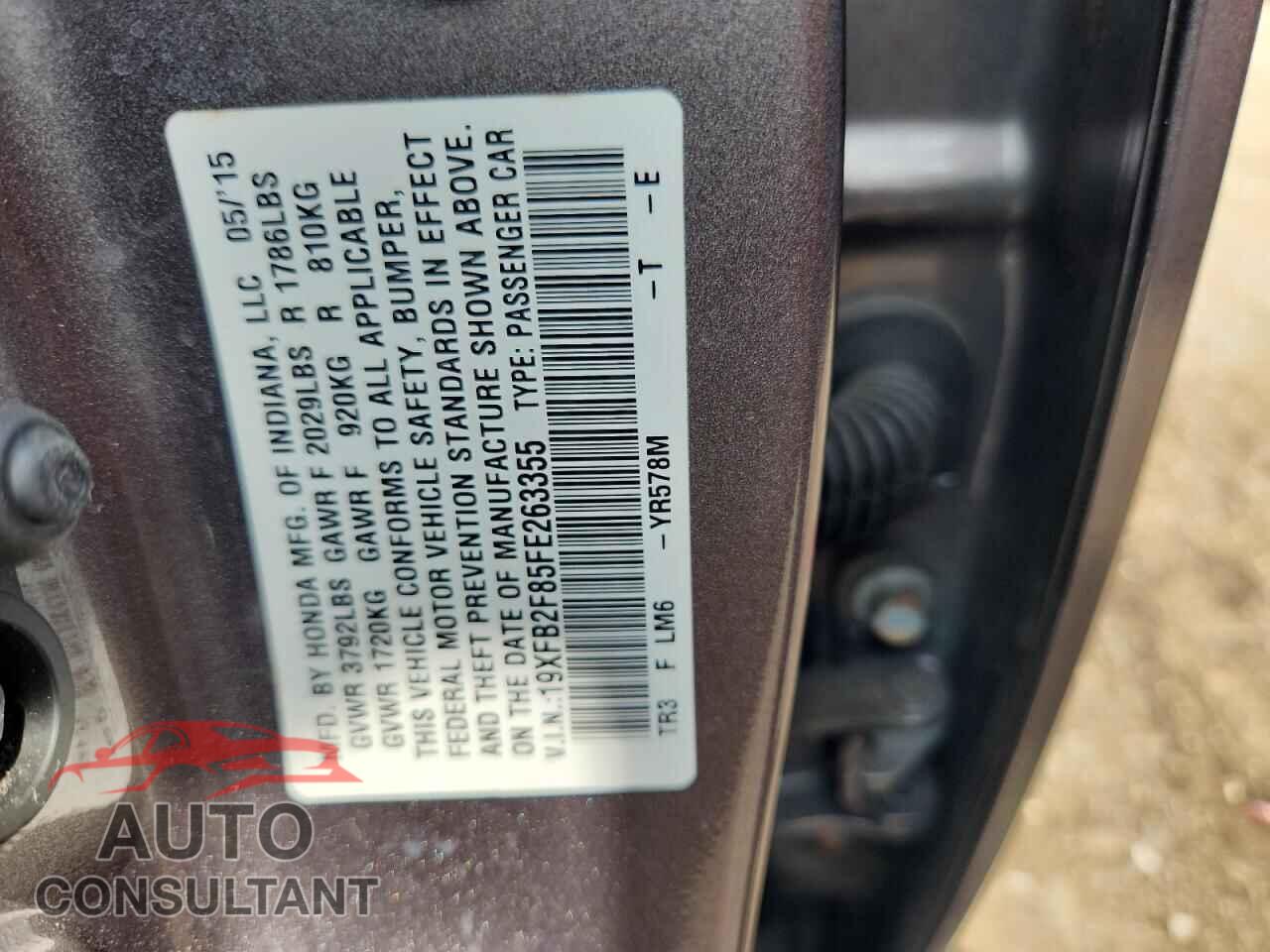 HONDA CIVIC 2015 - 19XFB2F85FE263355