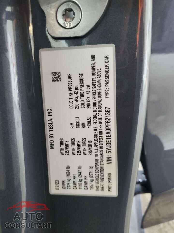 TESLA MODEL 3 2023 - 5YJ3E1EA0PF621367