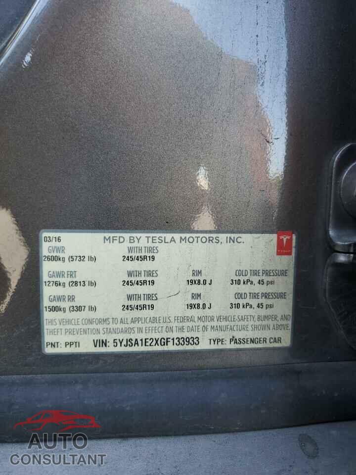 TESLA MODEL S 2016 - 5YJSA1E2XGF133933