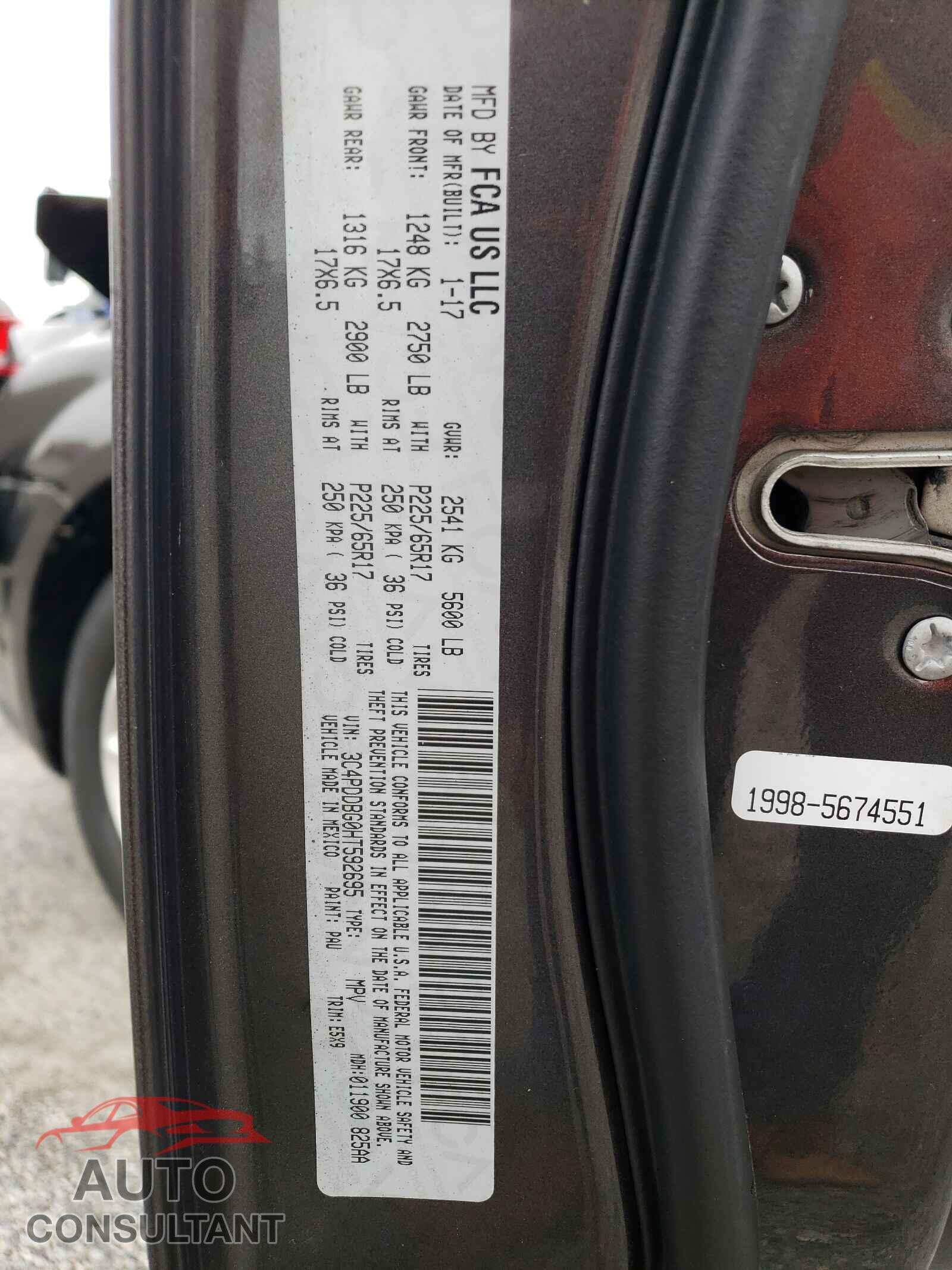 DODGE JOURNEY 2017 - 3C4PDDBG0HT592695