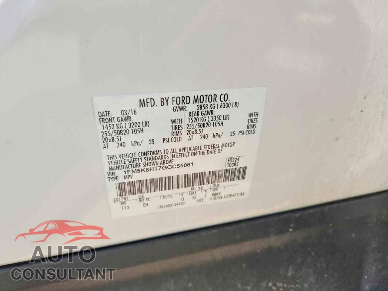 FORD EXPLORER 2016 - 1FM5K8HT7GGC55061