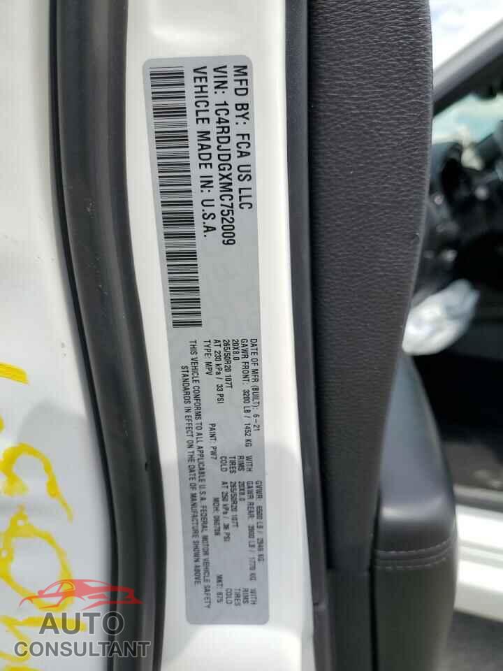 DODGE DURANGO 2021 - 1C4RDJDGXMC752009