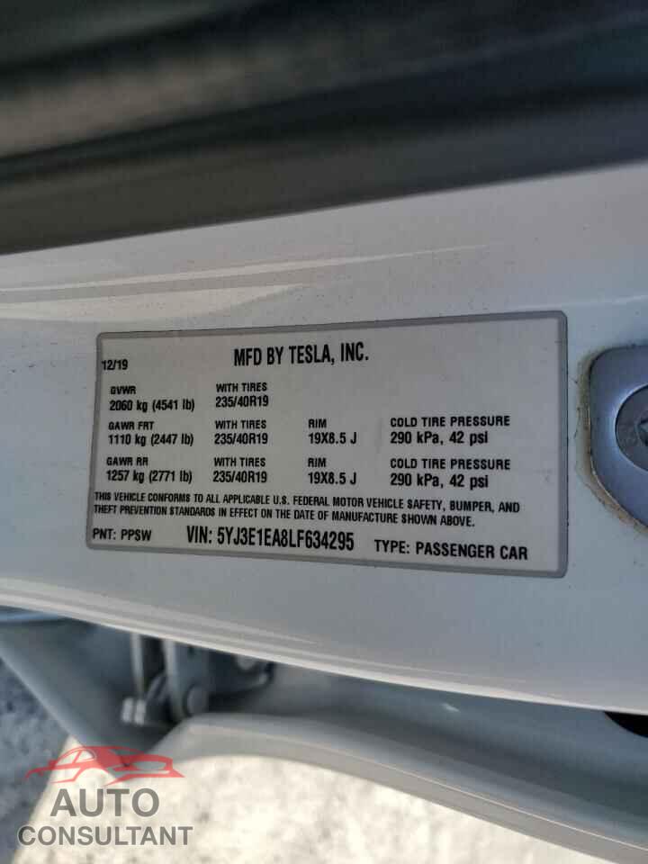 TESLA MODEL 3 2020 - 5YJ3E1EA8LF634295