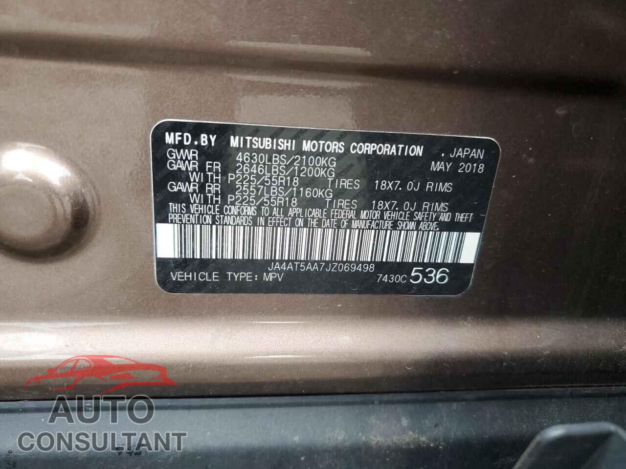 MITSUBISHI ECLIPSE 2018 - JA4AT5AA7JZ069498
