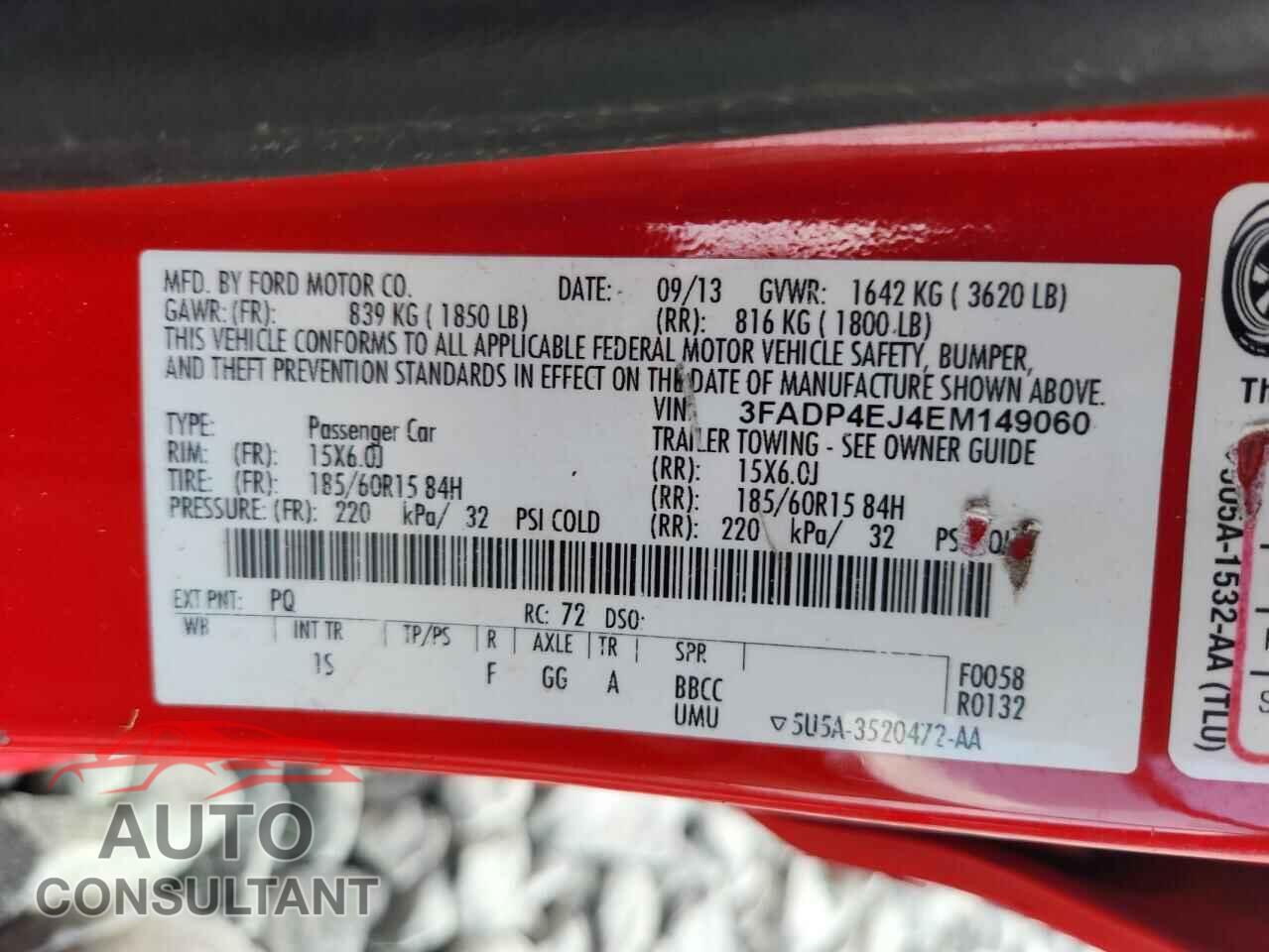 FORD FIESTA 2014 - 3FADP4EJ4EM149060