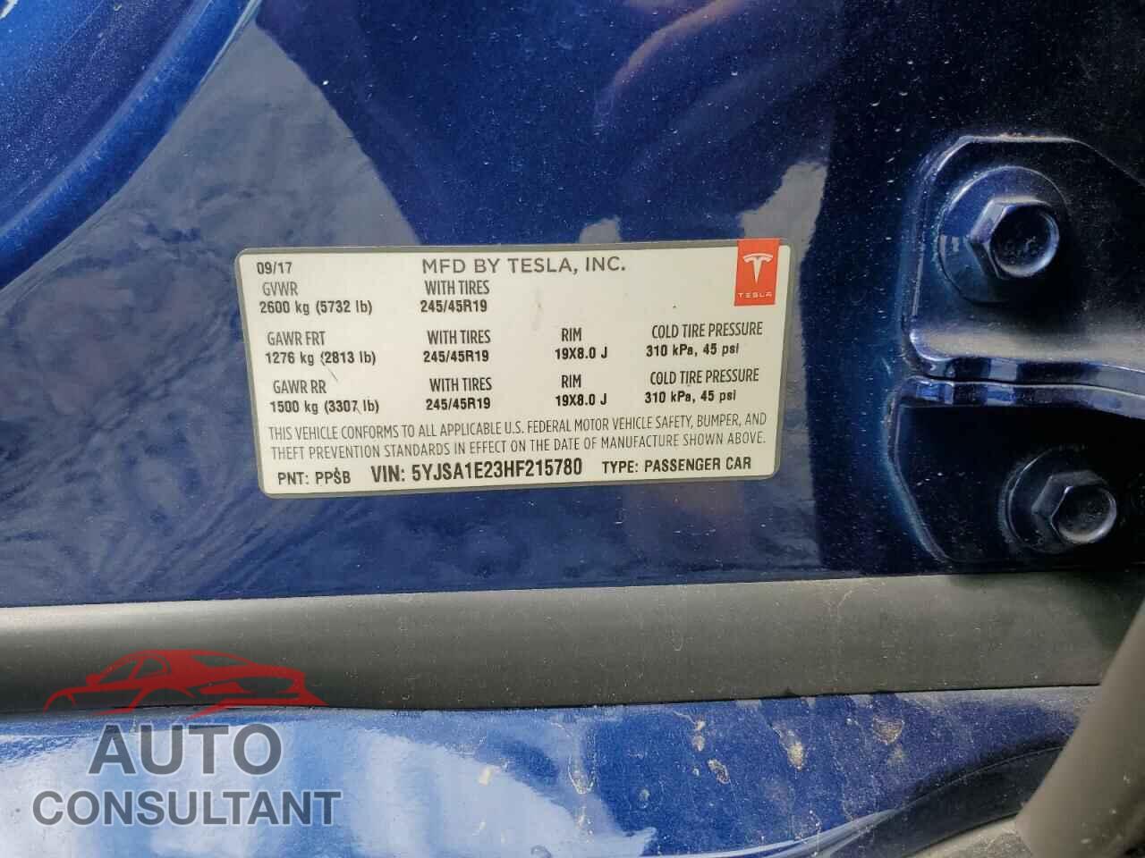 TESLA MODEL S 2017 - 5YJSA1E23HF215780