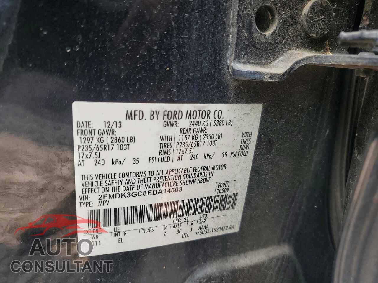 FORD EDGE 2014 - 2FMDK3GC8EBA14503