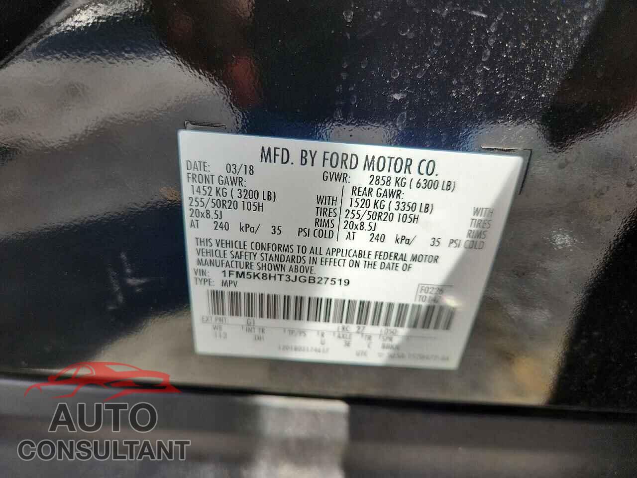 FORD EXPLORER 2018 - 1FM5K8HT3JGB27519