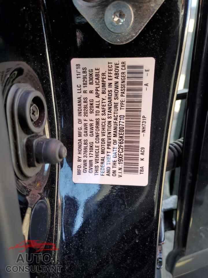 HONDA CIVIC 2019 - 19XFC2F65KE007710
